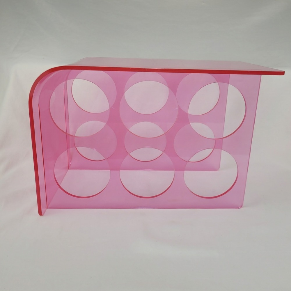 Prodyne Illusions Pink Acrylic 6 Bottle Wine Rack Modern Countertop Storage